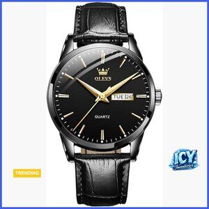 Stainless Steel Analog Quartz Watch with Day Date Luminous Hands